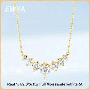 6ccd39646ebb1607 EWYA Sparkling 1.7/2.8/5cttw Full Moissanite Pendant Necklace for Women S Sier Plated Gold Pass Diamond Test Necklaces