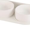 6cd3f323bf2d86dc Cat Food Water Bowl Set - Raised Cat Bowls with Non Slip Stand - Elevated Puppy Bowls for Small Dogs - Double Ceramic Cat Feeding Bowls with Splash Proof Guard - Tall Cat Dishes - 2 x 480 ML - 16.2 OZ