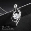 EWYA GRA Certified 1 Carat Moissanite Pendant Necklace for Women Party Sterling Sier Diamond Chain Necklaces