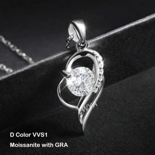 EWYA GRA Certified 1 Carat Moissanite Pendant Necklace for Women Party Sterling Sier Diamond Chain Necklaces