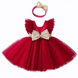 6cd90f5a6a4a1cfd Baby Summer Flying Sleeves Mesh Open Back Bow Princess Girl Birthday Party Elegant Evening Dress