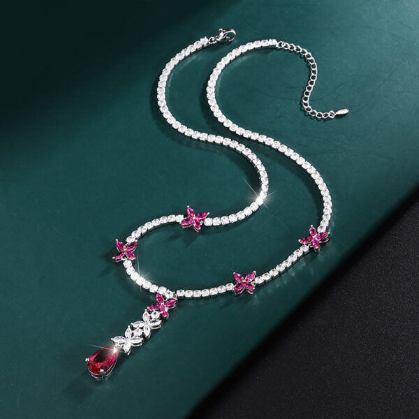 6cd995b097fcab65 Sparkling 9*14MM Ruby Gemstone Pendant Necklace for Women High Carbon Diamond tail Party Fine Jewelry Birthday Gift