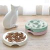 Slow Feeder Bowl for Cats and Small Dogs,Cilkus Fish Pool Design, Fun Interactive Bloat Stop Puzzle Feeder Bowl Healthy Eating Diet Made of Melamine Food Grade Material Dishwasher Safe (Green)