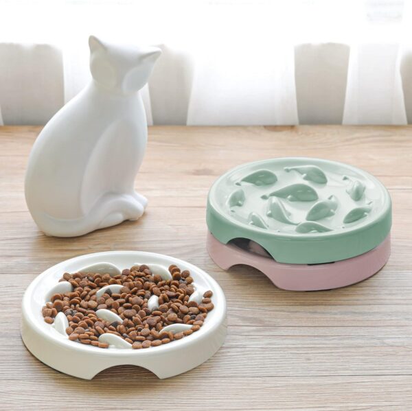 Slow Feeder Bowl for Cats and Small Dogs,Cilkus Fish Pool Design, Fun Interactive Bloat Stop Puzzle Feeder Bowl Healthy Eating Diet Made of Melamine Food Grade Material Dishwasher Safe (Green)
