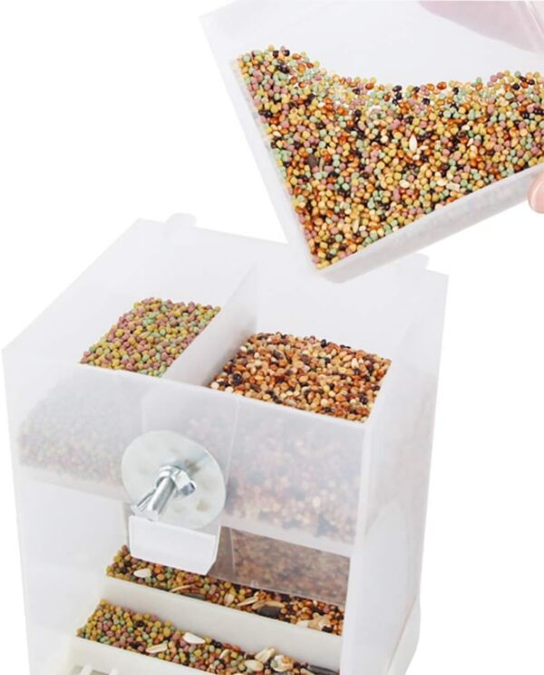 6cf063d8ecab74af Automatic Bird Feeder No Mess for Cage Inside Birds Stuff Cage Accessories Seed Food Container for Small Brids Cockatiel Budgerigar Macaw Finch Budgie Parakeet Conure Canary Parrots Lovebird