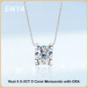 Trendy S Sterling Sier Real 0.5-2ct Moissanite Pendant Necklace for Women Diamond Chain Necklaces Fine Jewelry