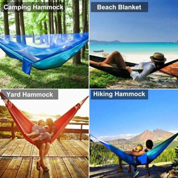 6cffb2859a3d04b7 Outdoor Camping Hammock With Mosquito Net Lightweight Hanging Hammocks High Strength Parachute Fabric Hanging Bed Net 250x120cm