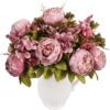 Artificial Peonies Silk Flowers, Faux Peony Bouquet 4 Bundles Florals Arrangements Decor for Farmhouse Home Boho Wedding Table Centerpiece, Fake Plastic Flowers Bulk for Vase Decoration (Pink Purple)