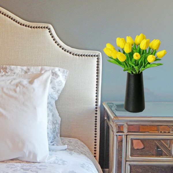 Mandy's 20pcs Yellow Artificial Tulip Silk Fake Flowers 13.5" for Mother's Day Easter Valentine’s Day Gifts in Bulk Home Kitchen Wedding Decorations