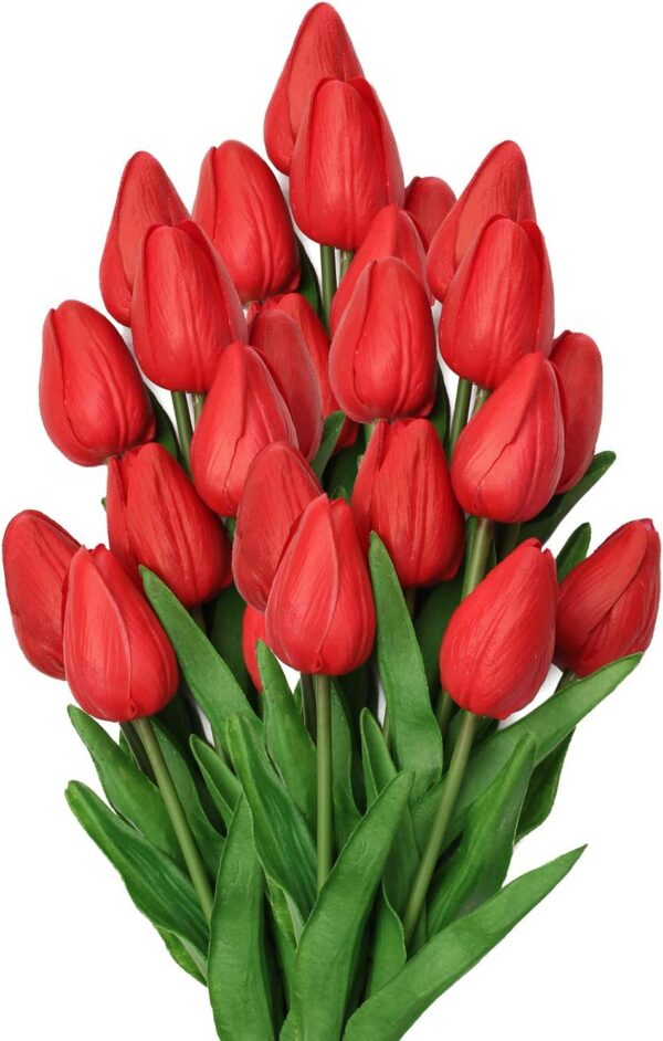 6d410546be502197 24 Pcs White Tulips Artificial Flowers Real Touch Fake Tulips Fake Flowers for Decoration 13.5" Faux Tulips Faux Flowers Bulk Artificial Tulips Flowers for Vase Centerpieces Home Wedding Bouquet