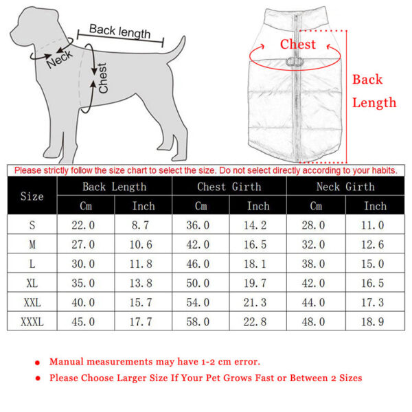 Clothes Small Waterproof Big Vest Jacket Autumn Winter Warm Pet Dog Coat Clothing For Dogs Chihuahua French Bulldog