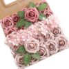 YYHUAWU Artificial Flowers Combo Box Set Gradient Color Flower Leaf with Stems for DIY Wedding Bouquets Centerpieces Baby Shower Party Home Decorations Peach