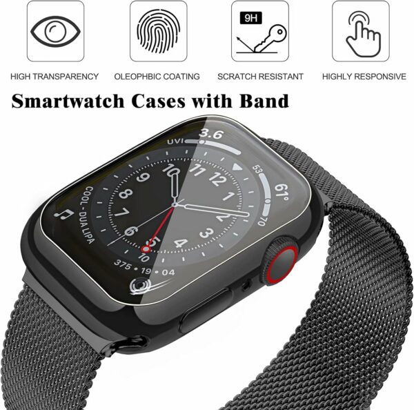 Geoumy Metal Magnetic Bands Compatible for Apple Watch Band 38mm with Case, Stainless Steel Milanese Mesh Loop Replacement Strap Compatible with iWatch Series 8/7/6/5/4/3/2/1 SE Women Men, Rose Gold