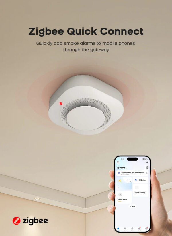 6d76c0a1eccbfbe0 Tuya ZigBee WiFi Smart Smoke Detector Alarm Sensor Home Security Fire Protection For Home Security System Via Smart Life APP