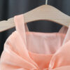Summer Baby Girl Birthday Party Princess Mesh Evening Dresses Sweet Solid Color Bow Knot Sleeveless Lightweight Children Clothes