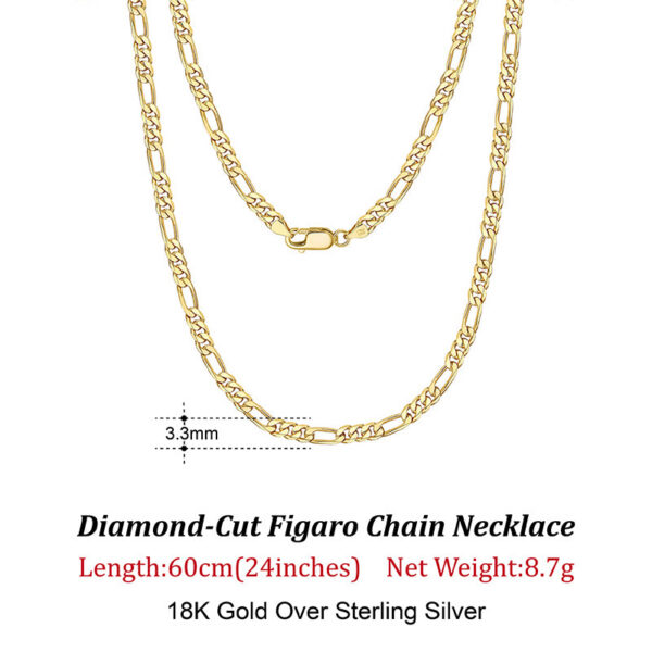 6db5dd192546d000 ORSA JEWELS Handmade Italian 3.3mm Diamond-Cut Figaro Chain Necklace Gold over Sterling Sier Men Woman Jewelry SC34