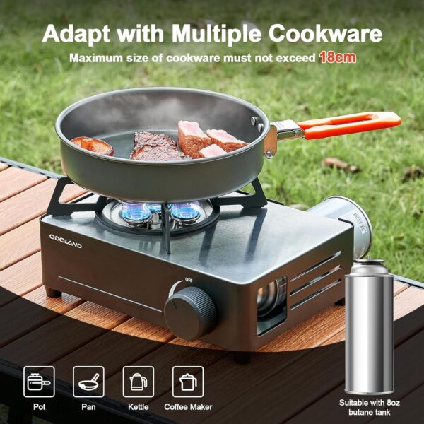 6dc35476dd38337b Odoland Portable Camping Stove 2200W Camp Stove Lightweight Butane Gas Stove for Camping Cooking Outdoor Backpacking and Picnic (Black)