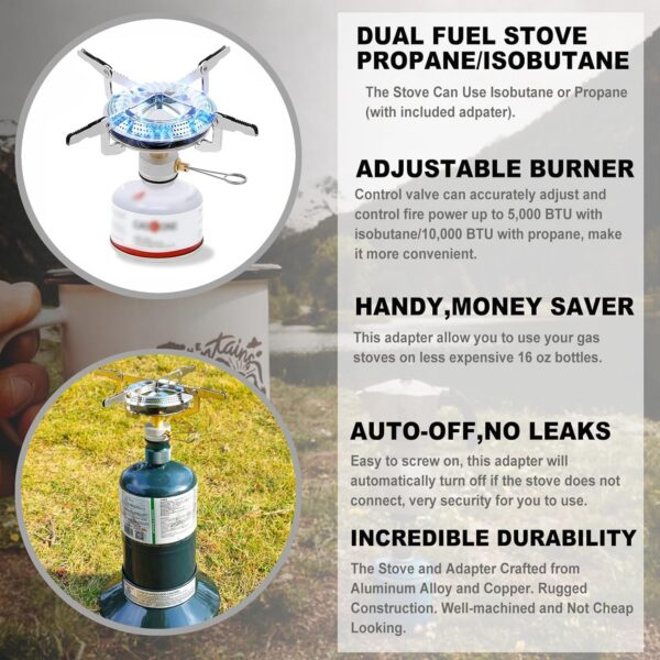 6de804683d2ed520 Propane Stove Portable Isobutane Camping Stove with Gas Adapter - 10,000 BTU Single Burner Backpacking Camp Stove for Hiking, Emergency, Outdoor(Include Carrying Case)