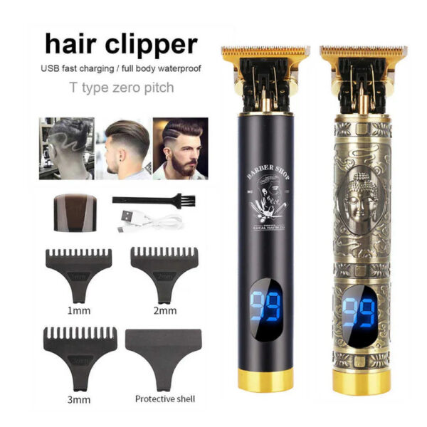 6decfea40241f118 T9 LCD Display Men's Clipper Beard Trimmer Rechargeable Hair Cutting hine Barber Shaver Electric Razor Cutter tendeuse L2402