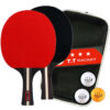Table tennis paddle professional training 2 bat 3 ball table tennis racket set package 2 players for beginners training competit