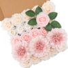 6df7e6313e1ae32d Floweroyal Artificial Flowers Combo Dusty Blue Flowers Mix Silk Flowers Dahlia Roses with Stems for DIY Wedding Bridal Bouquets, Baby Shower, Floral Arrangement, Table Centerpieces, Home Decorations.
