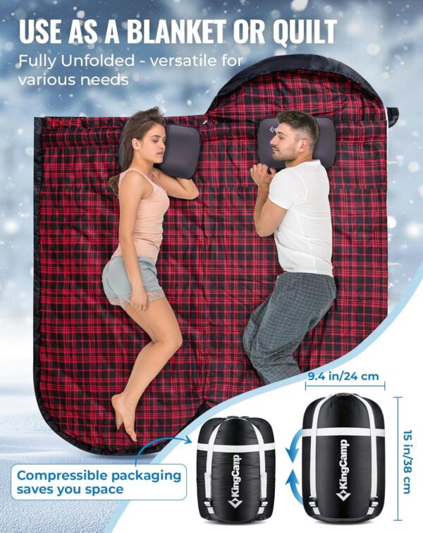 6dfa752c42b63e36 KingCamp XXL Sleeping Bag for Adults 3-4 Season Large Wide Flannel Liner Single Warm Waterproof Lightweight for Camping Hiking Backpacking Outdoor with Compression Sack