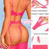 6e0b7d896af21e67 Kaei&Shi Floral Embroidered, Underwire, G-String, Garter Belt, 4 Pieces Lingerie