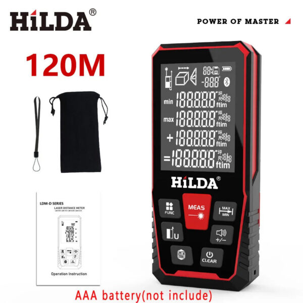 6e139b2e44694162 HILDA Distance 50M/100M/120M Rangefinder Profesional Meter Laser Range Finder Ruler Test Tool