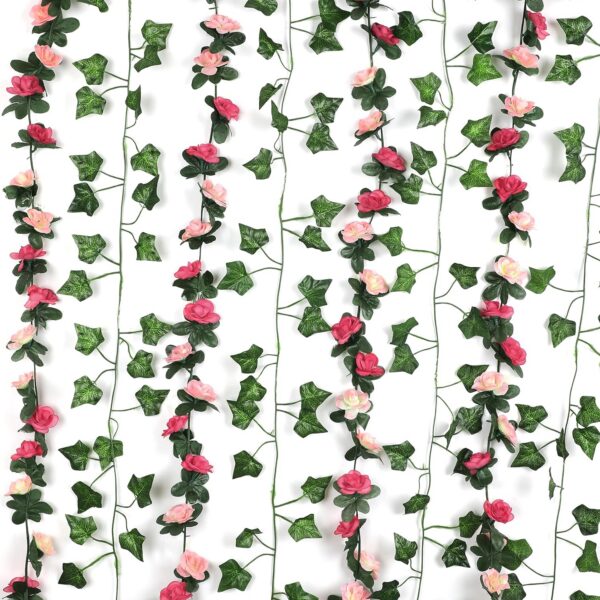 BLEUM CADE 12Pcs 98.4Ft Flower Garland Artificial Rose Vines for Bedroom, Cute Fake Hanging Flower Vines Floral Garland Decorations for Wedding Party Wall Room Decor Aesthetic