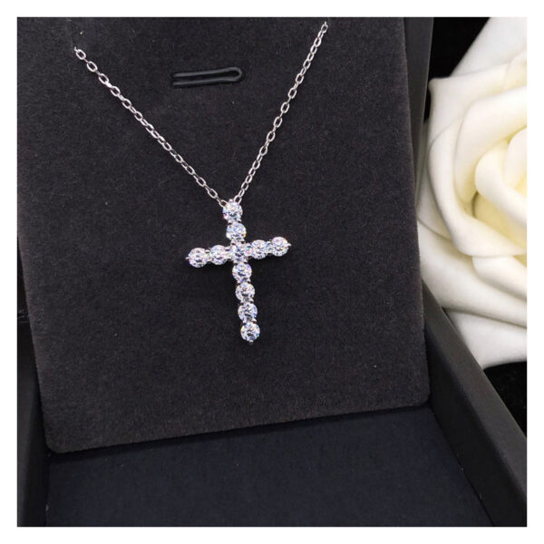 6e1677fca8d321eb K.NOBSPIN 3mm Round Cut D VVS1 Moissanite Cross Pendants Necklace For Women Sterling Sier Christian Diamond Neck Chain