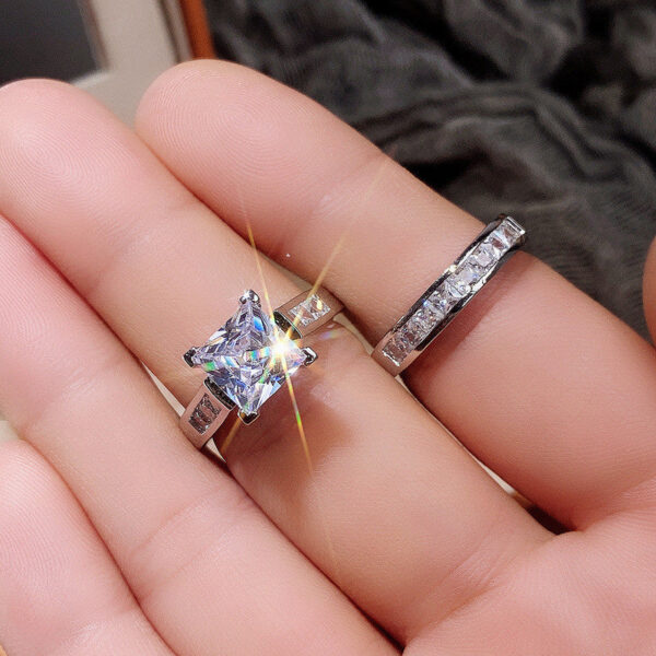 6e2c40bbec62f50e Sterg Sier New Women ring Jewelry Big Square Zircon CZ Stone Engagement Wedding Ring set for women