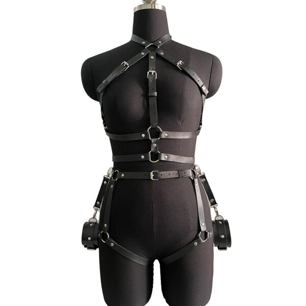 Women Sexy Bondage Harness Set Leather Lingerie Fetish Couple Underwear Thigh Garter Stocking Women's Harness Bra Sword belt