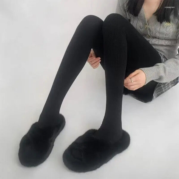 Women Socks Leggings Pantyhose Fleece Woman Spring And Autum Solid Color Thickened Complexioned Simple Commute Worn Outside Thin Fluffy