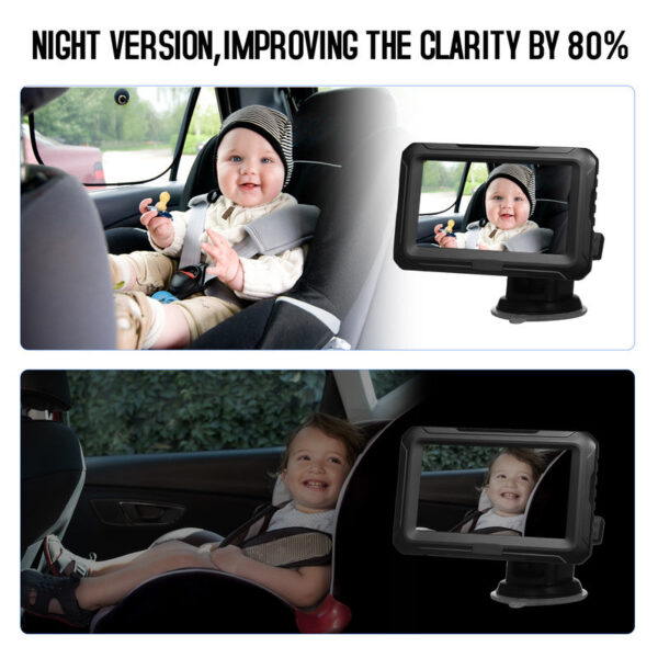 Rear Monitor 4.3'' IPS Screen Baby Car Mirror Adjustable Wide View Angle for Infants Kids Pets Night Vision Function