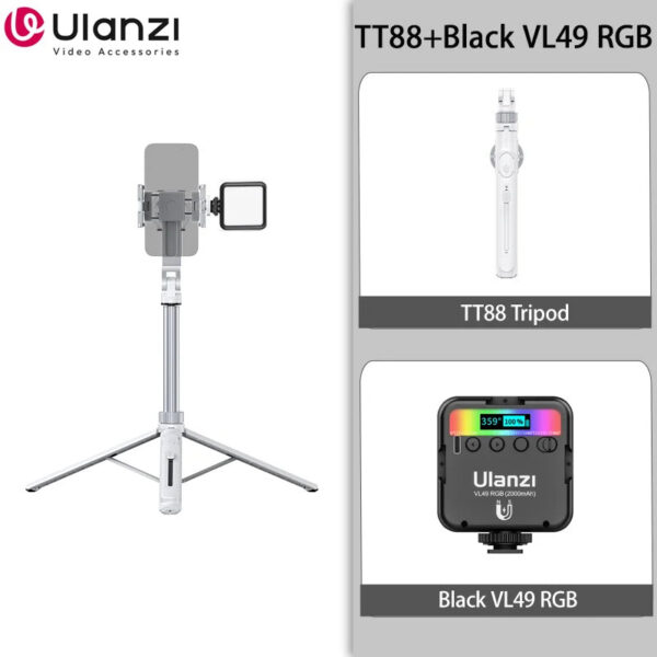 6e43c2d2fe77eed6 Ulanzi TT88 1.44M Overhead Selfie Stick Phone Tripod with Magnetic Clamp Wireless Remote Extension Tripod for LiveStreaming Vlog