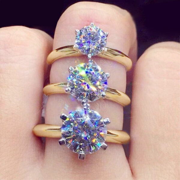 3ct Diamond Solitaire Woman Sier Yellow Gold Moissanite Engagement Wedding 2ct moissanite Ring with Certificate