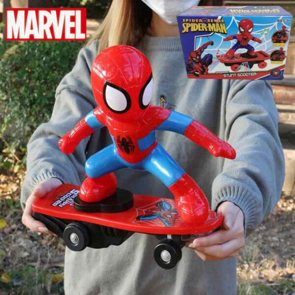 6e47b82b3ebed230 Spiderman Automatic Flip Rotation Skateboard Acousto-Optic Car Ultraman Electric Music Toy Stunt Scooters Christmas Toys