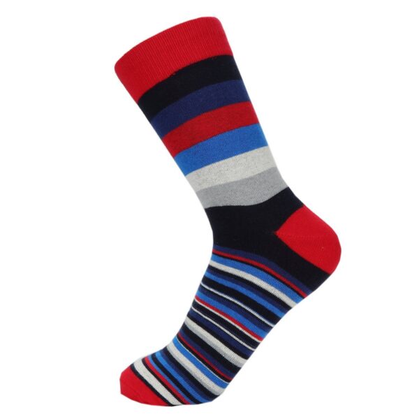 6e4b778d88b5af41 HOYOLS Men's Dress Casual Colorful Stripe Cotton Patterned Business Long Soc