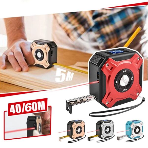 6e5e7afeaf2a60c5 3 In 1 Laser 40 60 M Measurement With Backlit Display Rangefinder Scale Area / Distance Rechargeable