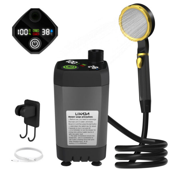 6e6709734c08b25d Camping Pump RV Outdoor Camp w/Full Screen Intelligent Digital Display Adjustable 6000mAh Shower Kit