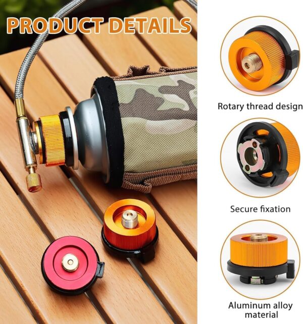 SANTUO 2Pcs Gas Adaptor Portable Gas Refill Adapter Stove Connector for Camping Stove and Camping Gas Butane Canister to Screw Gas Cartridge