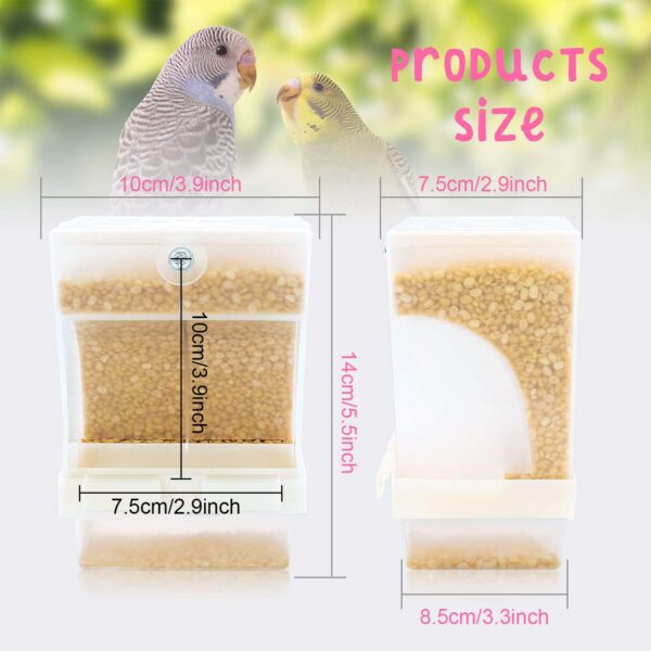 Rypet No Mess Automatic Bird Feeder Transparent Food Container Cage Acrylic Parrot Feeder Accessories for Small Birds Parrot Cockatoo Canary