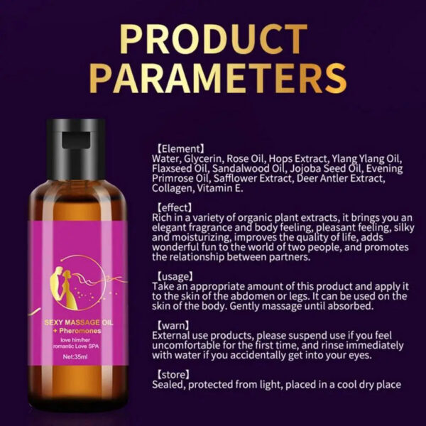 Purple Charming Massage Oil Natural Pheromone SPA Skin Care Body Smoothing Nourishing Oil Essential Oil Moisturing Serum E9U4
