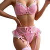 6e811e062cd6ad3e WDIRARA Women's Floral Lace Push Up Garter Lingerie Set with Stockings