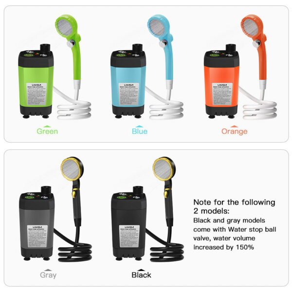 6e970f276858c3ee Camping Pump RV Outdoor Camp w/Full Screen Intelligent Digital Display Adjustable 6000mAh Shower Kit