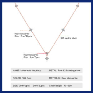 6e9cef2121b8df97 Rose Four Leaf Clover Moissanite Necklace Sier Plated Yellow/White Gold Diamond Choker Chain for Women Jewelry