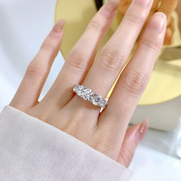 5 Stones 3.6cttw Full Moissanite Rings For Women S Sterling Sier Row Ring Plate Sparkling Diamond Wedding Bands Jewelry