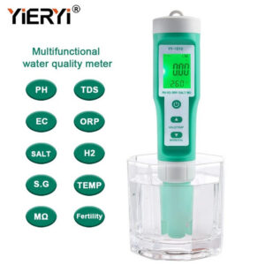 Yieryi TDS EC PH Saity Meter ORP H2 S.G TEMP Water Quality Monitor Solution Fertilizer Resistivity Tester for Pools,Aquariums