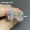 6ea41d3ba3c5e98b PANSYSEN Sterling Sier Emerald Cut High Carbon Diamond gemstone Wedding Rings for Women Proposal Engagement Ring
