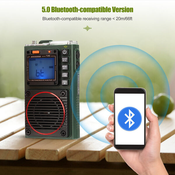 Retekess TR111 Portable Radios AM FM Mini Ham Shortwave Emergency Amateur Radio Multiband SW VHF WB Alarm Clock